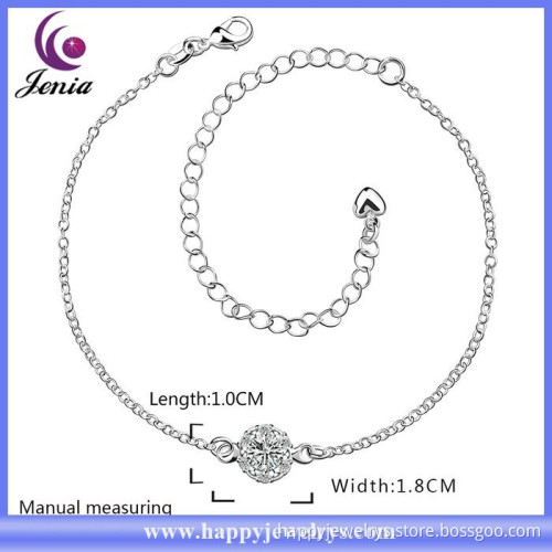 Factory direct price white zircon 925 silver plated fashion fancy anklet ( CA033-A)